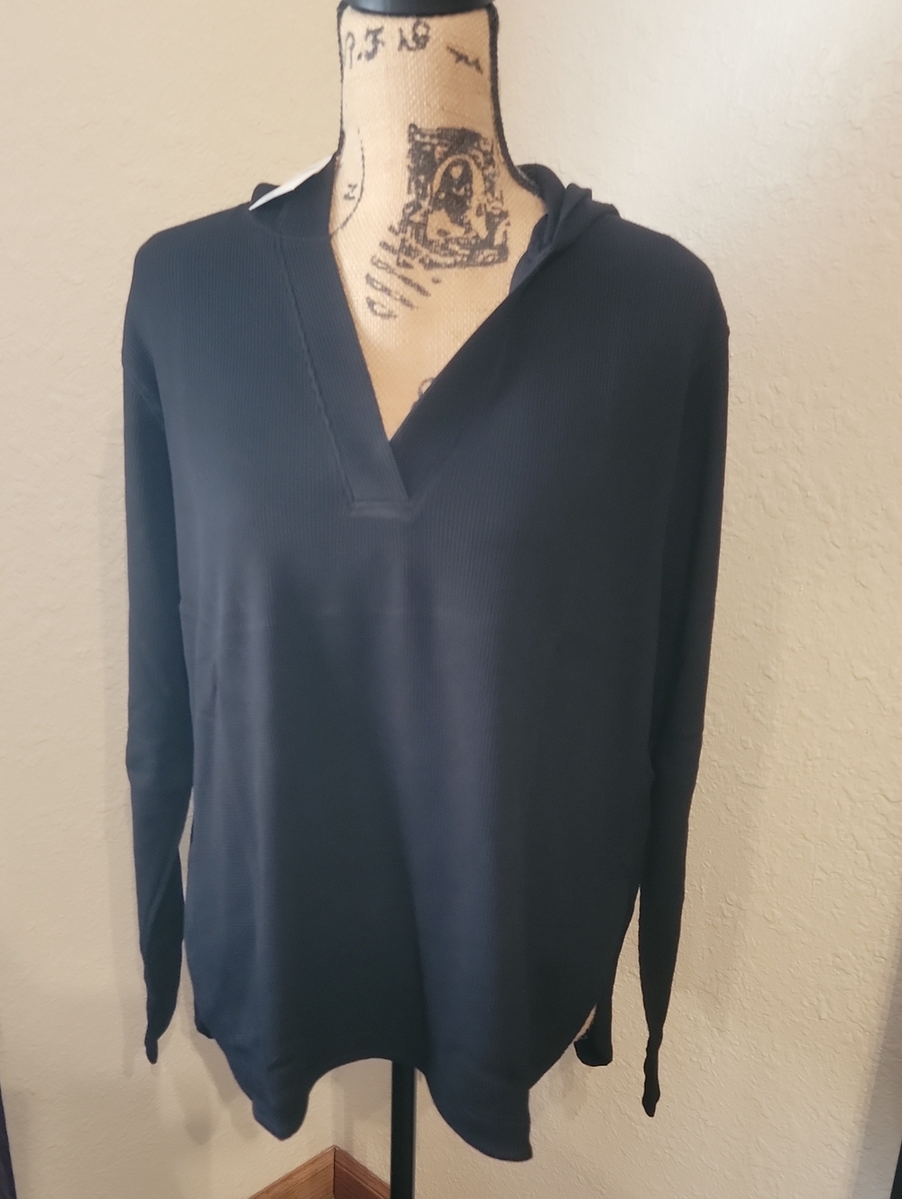 Long-Sleeve V-Neck Hooded Sweater NWT